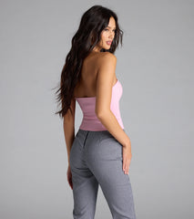 Love For Bows Strapless Ponte Crop Top