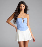 Love For Bows Strapless Ponte Crop Top