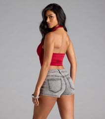 Take The Plunge Sleeveless Halter Crop Top