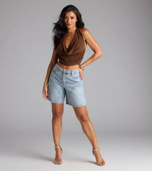 Take The Plunge Sleeveless Halter Crop Top