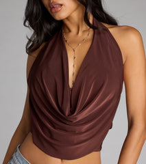 Take The Plunge Sleeveless Halter Crop Top