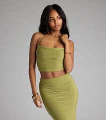 Always Happy Hour Cowl Neck Crop Top