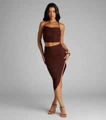 Always Happy Hour Cowl Neck Crop Top