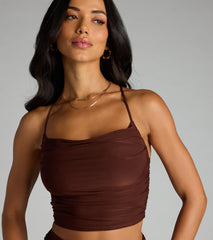 Always Happy Hour Cowl Neck Crop Top