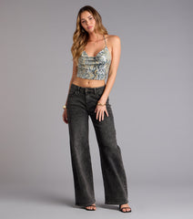 Slithering Heights Snake Print Crop Top