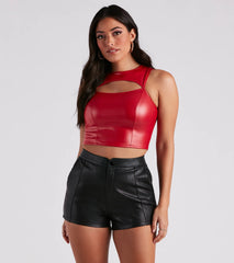 Cut To The Style Faux Leather Crop Top