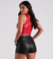 Cut To The Style Faux Leather Crop Top