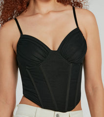 Sultry Perfection Mesh Cropped Bustier Top