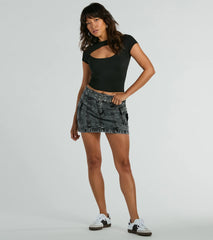 Playful Vibes Cutout Crew Neck Crop Top