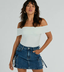 Spotted In Town Off-The-Shoulder Crop Top