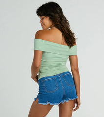 Spotted In Town Off-The-Shoulder Crop Top