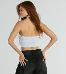 Take The Plunge Sleeveless Halter Crop Top
