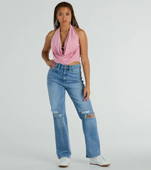 Take The Plunge Sleeveless Halter Crop Top