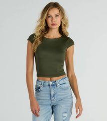 Steal The Moment Crew Neck Open Back Crop Top