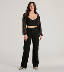 Ahead Of The Trend Surplice V-Neck Crop Top