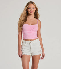Femme And Fun Sleeveless Rosette Crop Top