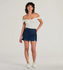 Trendy Twist-Front Off-The-Shoulder Crop Top