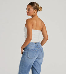 Hit The City Strapless Slit Crop Top