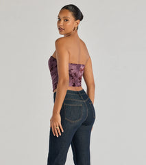 Floral Passion Ruched Cropped Corset Top