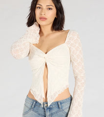 Irresistible Flair Lace Long Sleeve Crop Top