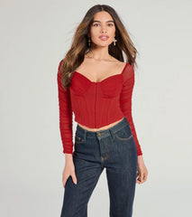 Downtown Looks Long Sleeve Mesh Bustier