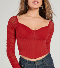 Downtown Looks Long Sleeve Mesh Bustier