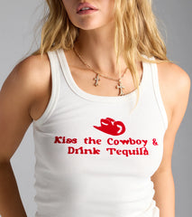 Kiss The Cowboy Graphic Tank Top
