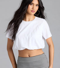 Cute And Chill Bubble Hem Crop Tee