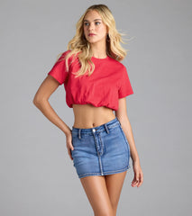 Cute And Chill Bubble Hem Crop Tee