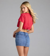 Cute And Chill Bubble Hem Crop Tee