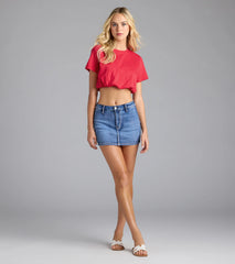 Cute And Chill Bubble Hem Crop Tee