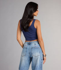 Street Team Graphic Cutout Crop Tank Top