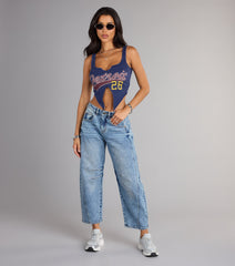 Street Team Graphic Cutout Crop Tank Top