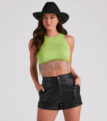 Fringe Benefits High Neck Crop Top