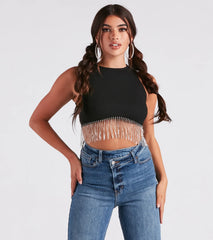 Fringe Benefits High Neck Crop Top