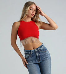 Fringe Benefits High Neck Crop Top