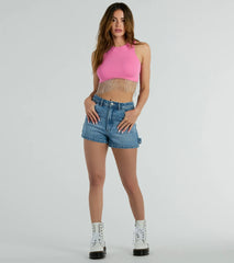 Fringe Benefits High Neck Crop Top