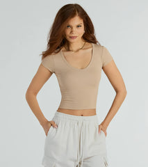 So Good Basic Scoop Neck Crop Tee