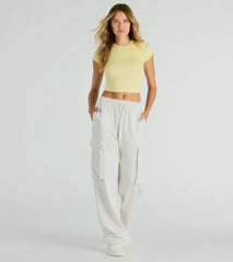 Effortless Style Short Sleeve Ribbed Knit Crop Top
