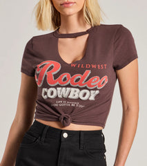 Rodeo Cowboy Cutout Crop Graphic Tee