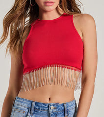 Fringe Benefits High Neck Crop Top