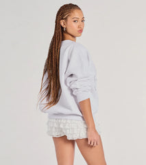 New York V-Neck Fleece Oversized Sweatshirt