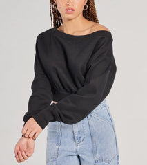 Cutie Alert Long Sleeve Fleece Crop Sweatshirt