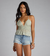 Summer Charm Paisley Strappy Babydoll Crop Top