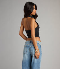 Cute Plans Halter Collared Corset Top