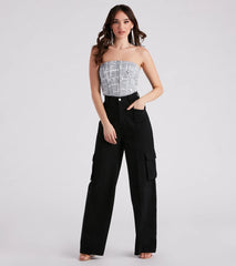 In Other News Lace-Up Newspaper Corset Top