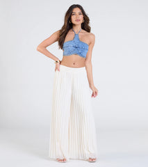 Western Star Halter Studded Denim Crop Top