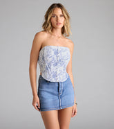 Pick The Flowers Lace Trim Floral Corset Top