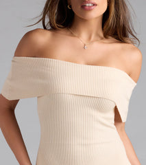 Sweet And Off-The-Shoulder Sweater Skater Dress