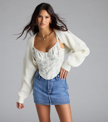 Sweet And Cozy Oversized Knit Sweater Bolero